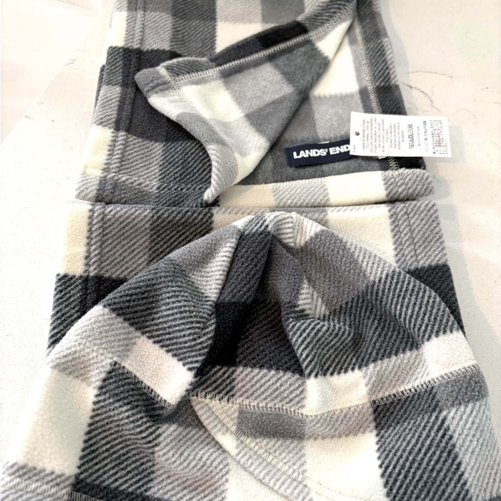 Lands' End Plaid Fleece Scarf & Hat